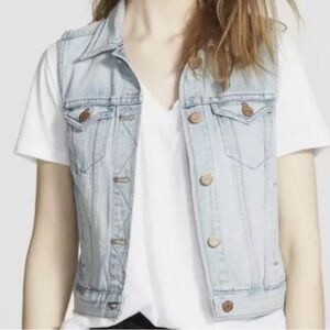 Madewell Vest The Jean Denim Medium Wash Blue Button Front Sz Small Women
